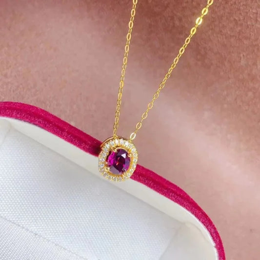 Greek ruby pink necklace(gold) single necklace