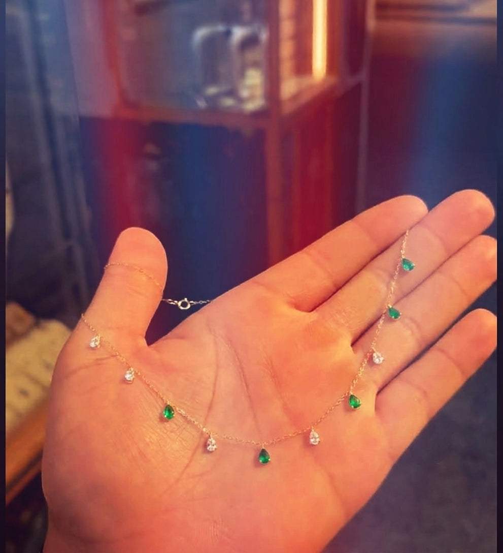 Sale  on Emerald green due drop necklace. Top best seller