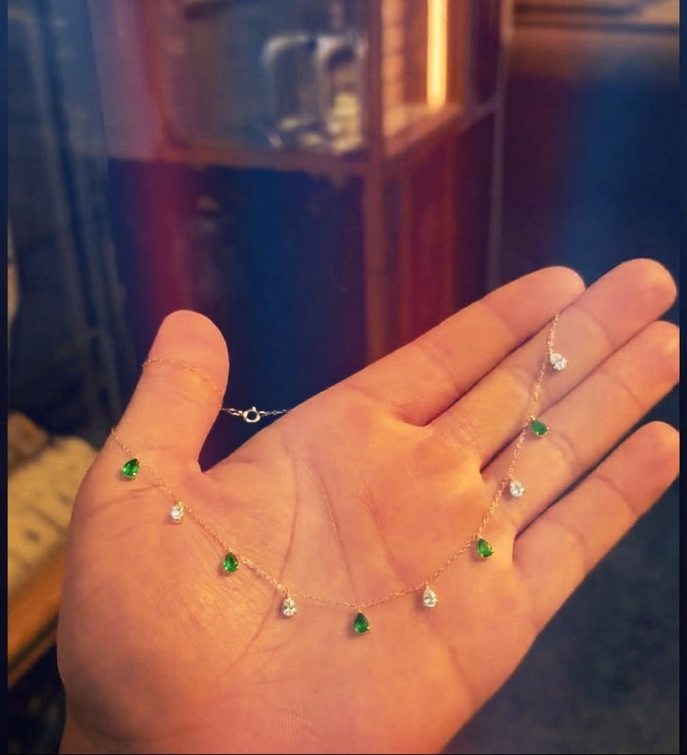 Sale  on Emerald green due drop necklace. Top best seller