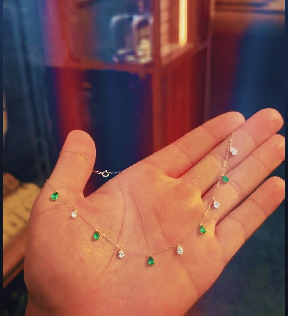 Sale  on Emerald green due drop necklace. Top best seller