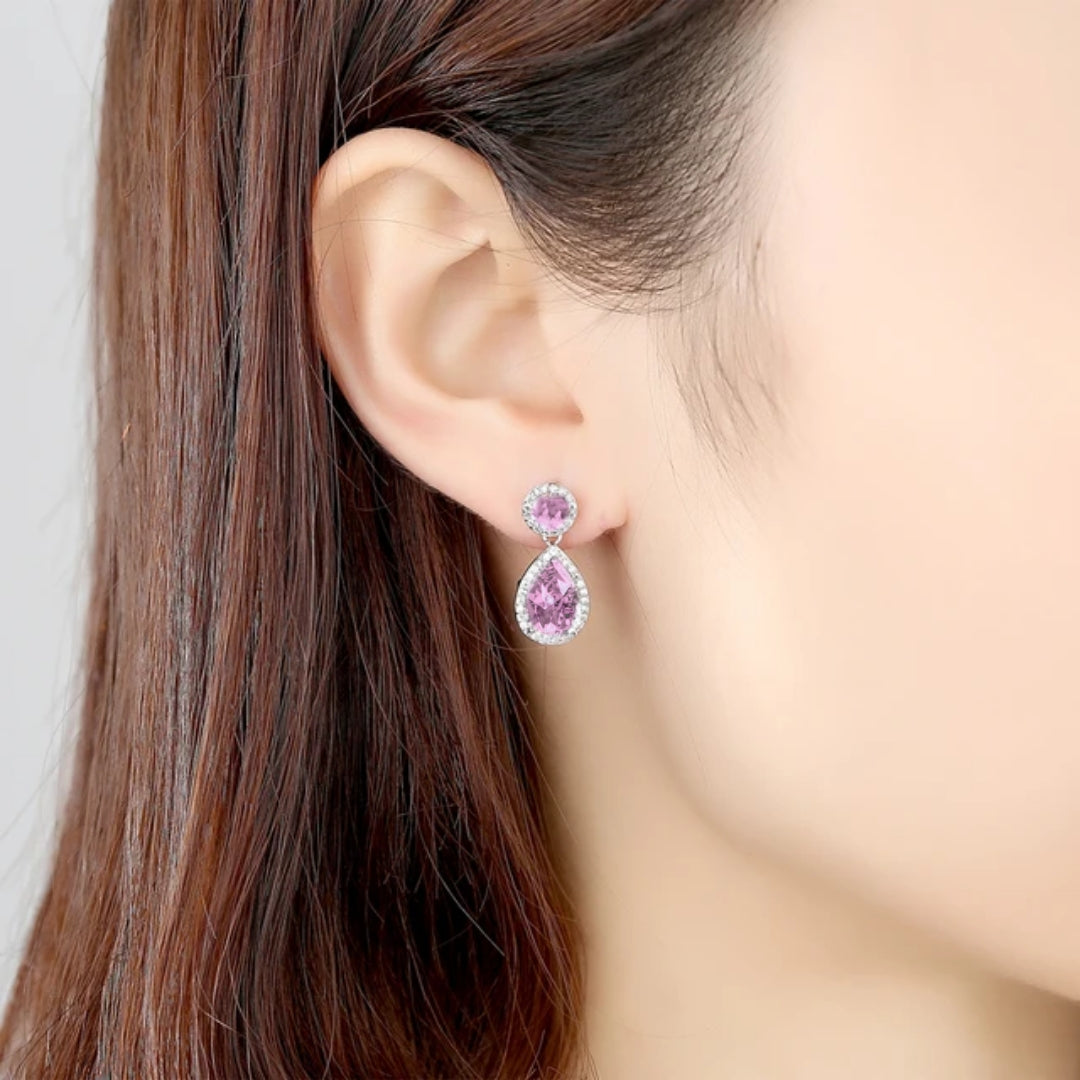 Baby pink drop earings gold colour