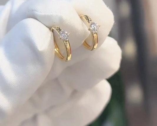 Gold & diamond tiny hoops