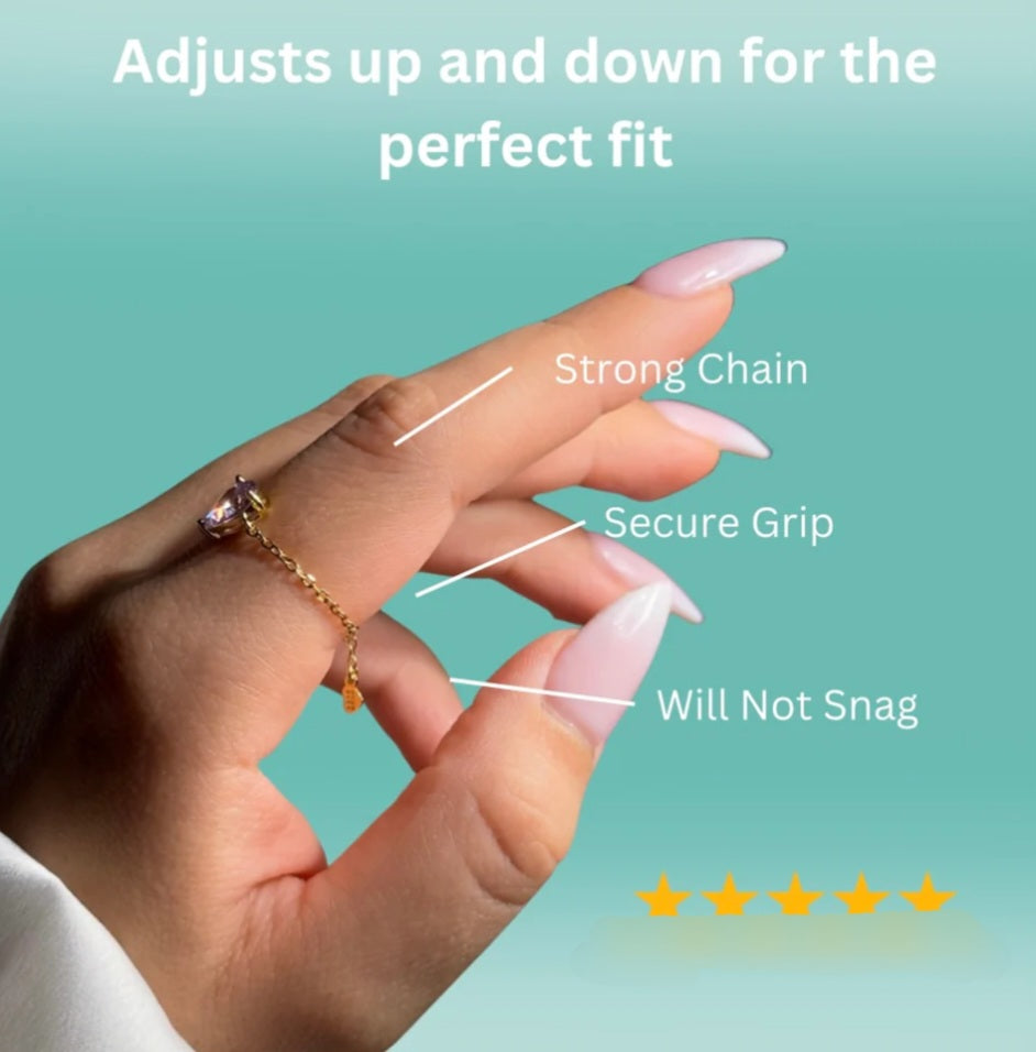 Baby pink adjustable oval chain ring