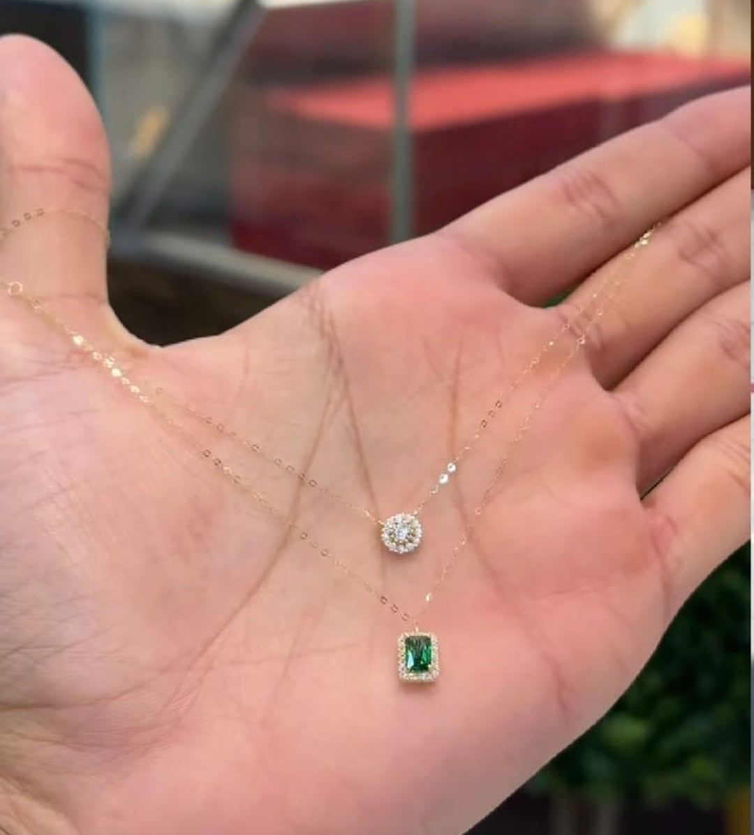 Emerald bling necklace single layer best seller