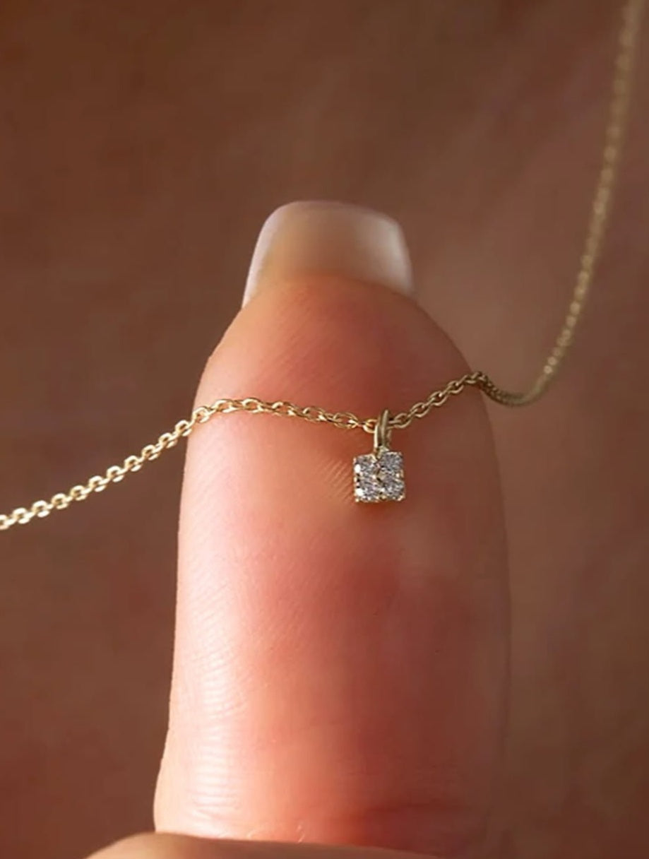 White square necklace