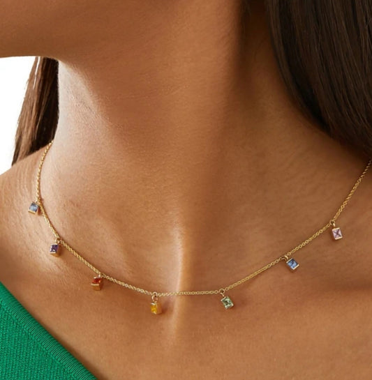 Multi colour square necklace best seller 5 star