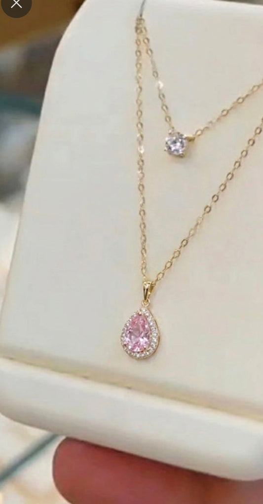 2 layer baby pink diamond drop