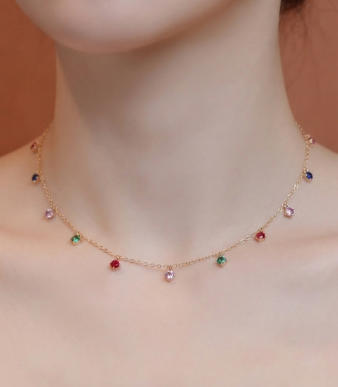Multi colour square charms elegant necklace