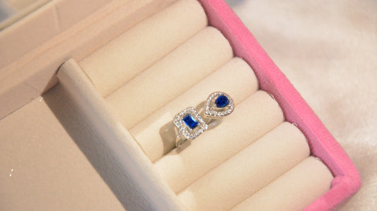 Blue silver night diva ring