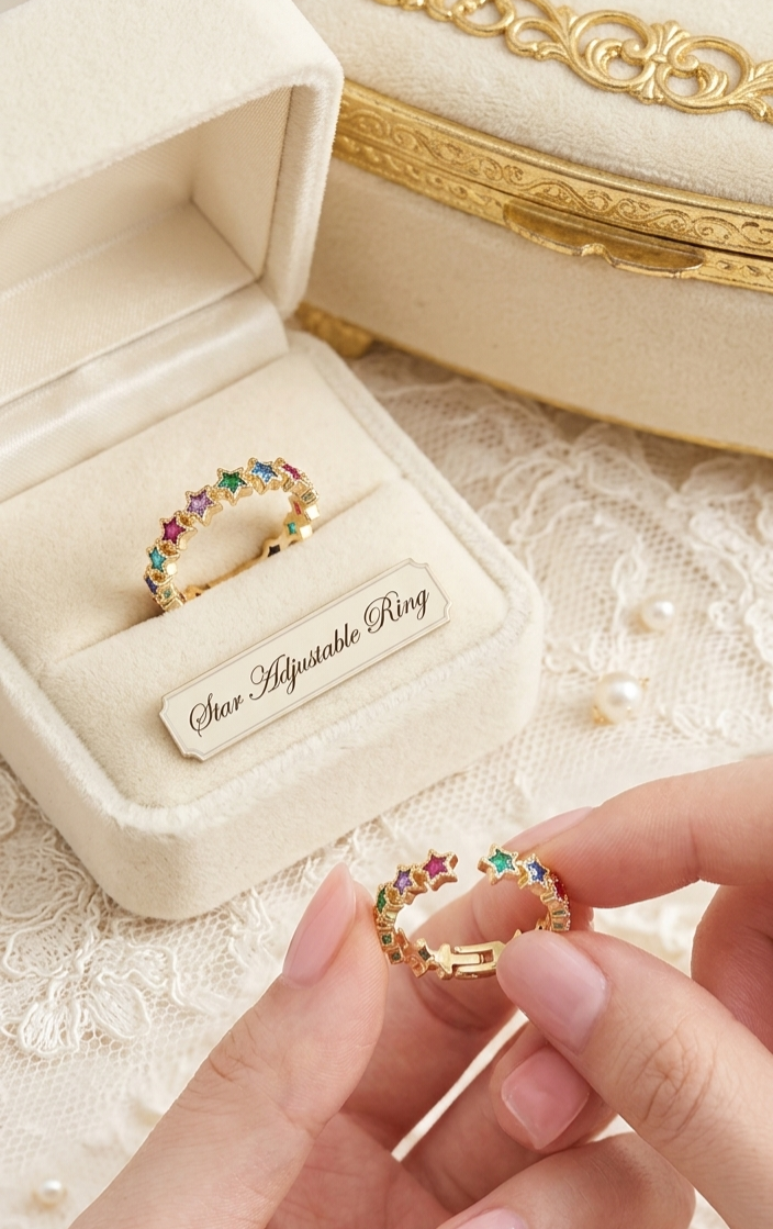 Multi colour  gold diva ring