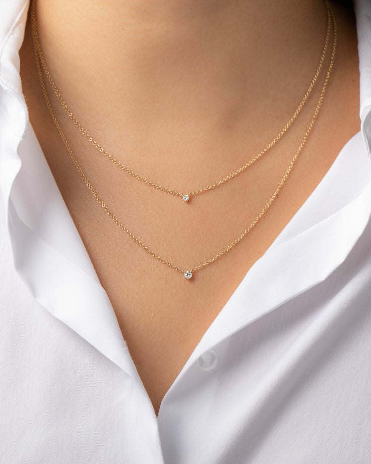 Two layered solitaire necklace(gold)