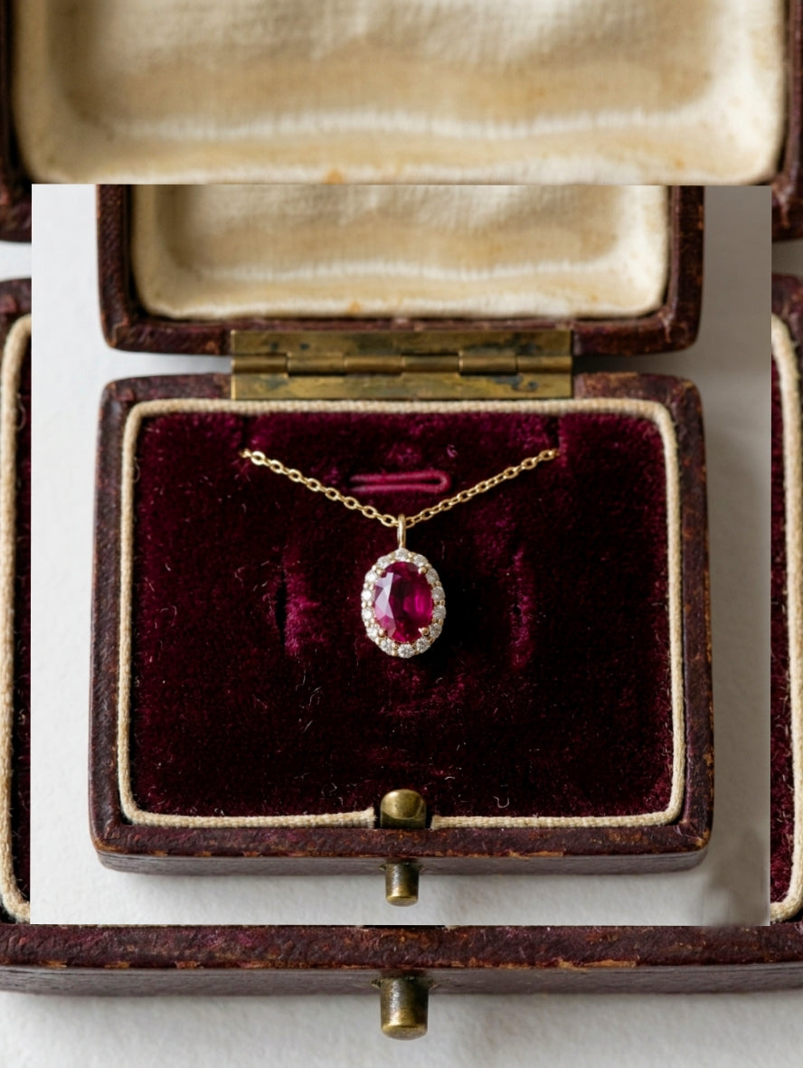 Greek ruby pink necklace