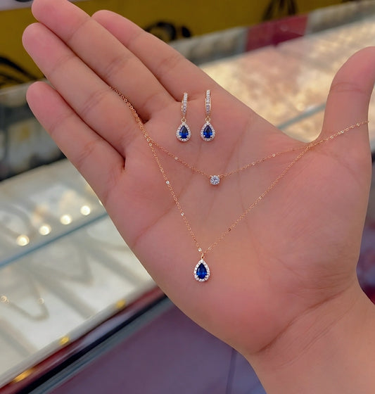 2 layer Night mermaid set (necklace+huggie earrings)
