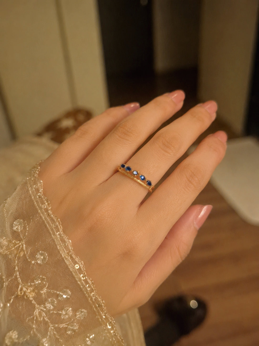 2 layer blue drop ring ( adjustable)