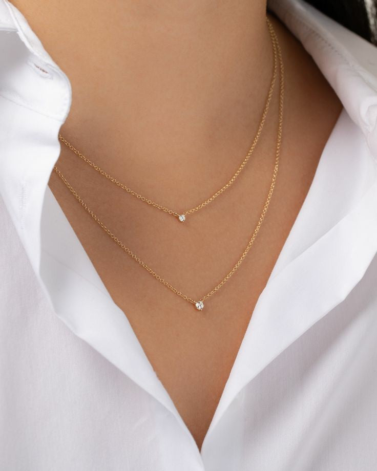 Two layered solitaire necklace(gold)