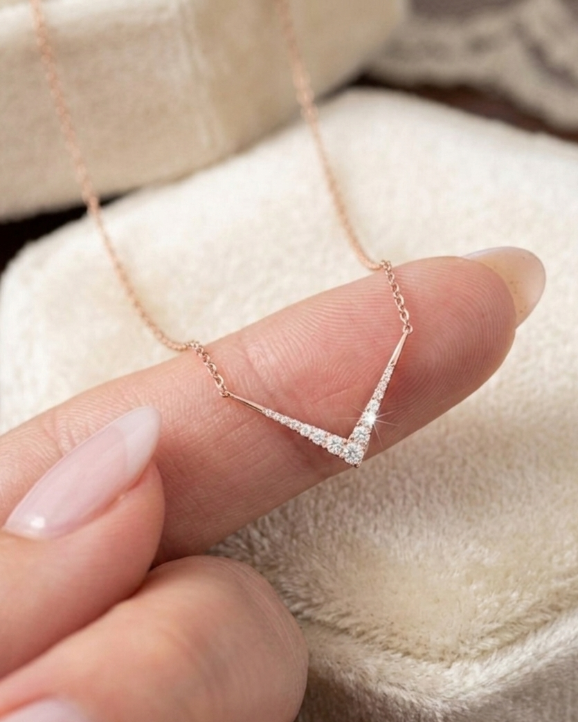 White daimond V necklace