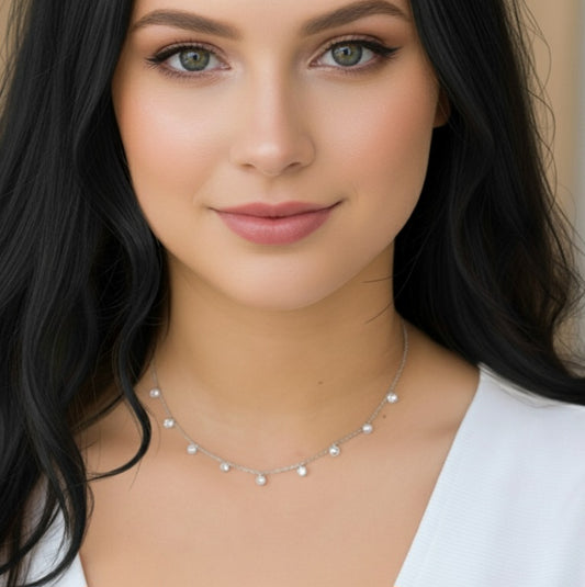 Silver white lily necklace