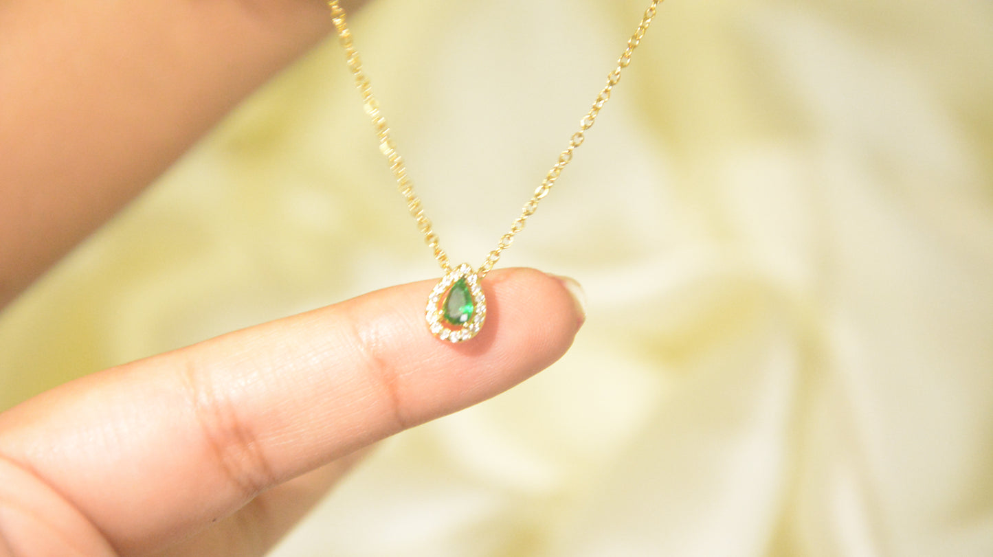 Emerald princess drop cut necklace