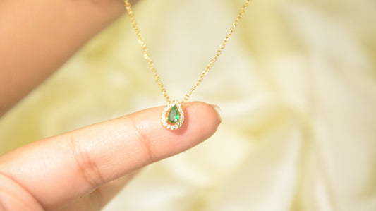 Emerald princess drop cut necklace