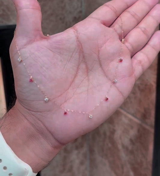 Best seller . Elegant Ruby tiny charms necklace